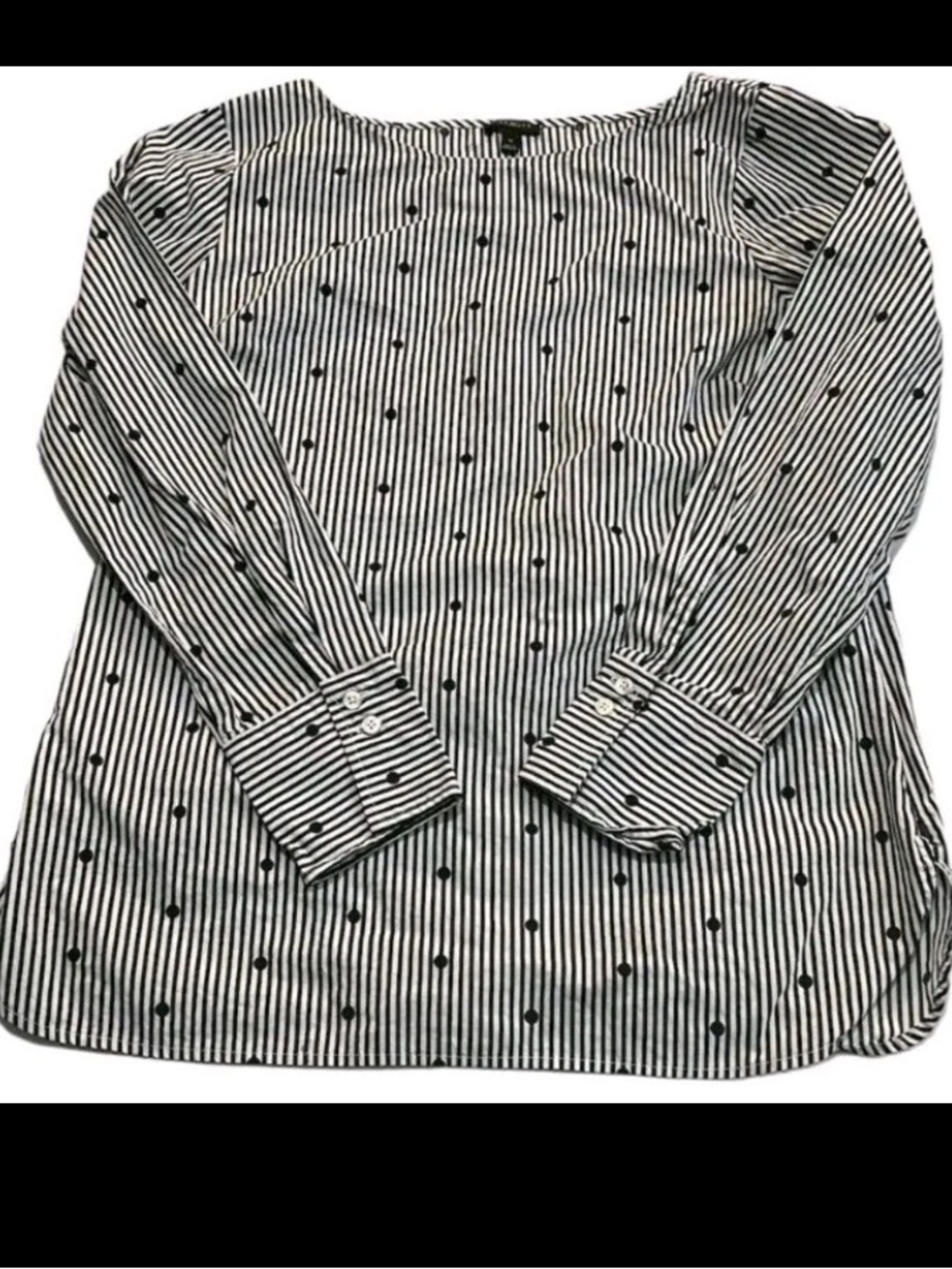 TALBOTS Business Size Medium Petite Striped Polka Dot Nautical Black White
